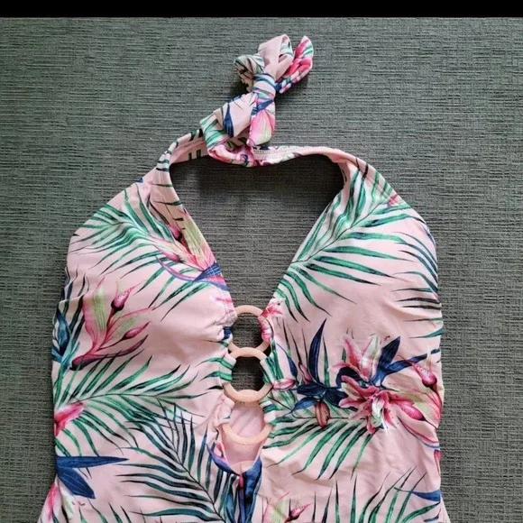 Profile by Gottex Tropical pink Women's One-Piece 3 ring floral Swimsuit size 12